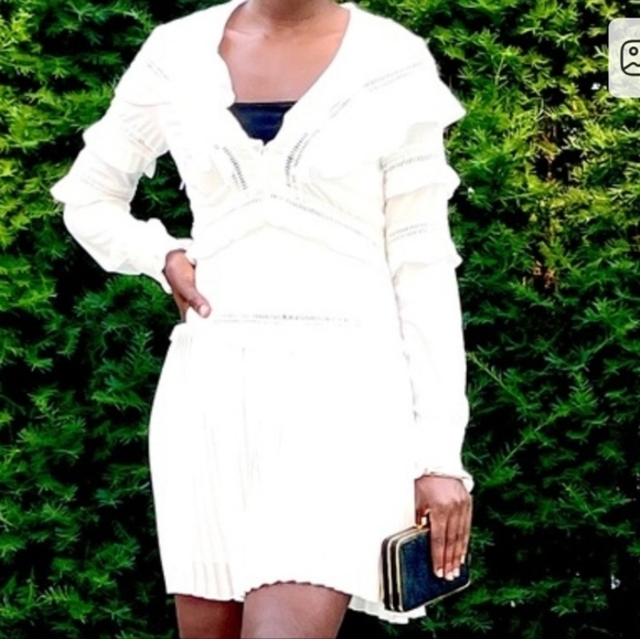 PrettyLittleThing Dresses & Skirts - Romantic white dress NEW ruffled cutout details and pleated skirt. Shabby CHIC S